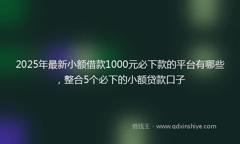 2025年最新小额借款1000元必下款的平台有哪些，整合5个必下的小额贷款口子