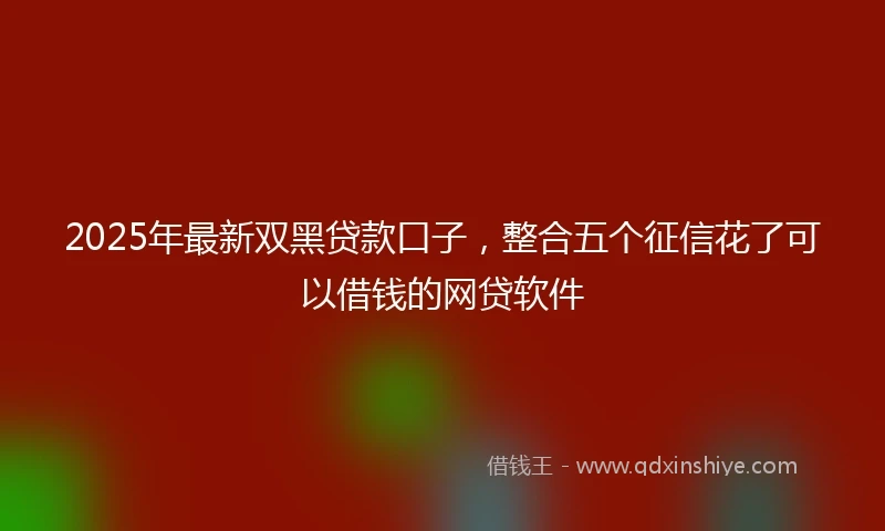2025年最新双黑贷款口子，整合五个征信花了可以借钱的网贷软件