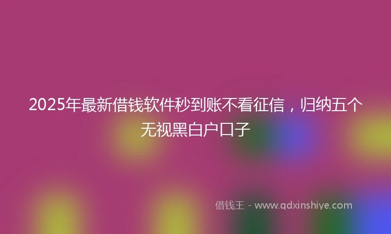 2025年最新借钱软件秒到账不看征信，归纳五个无视黑白户口子