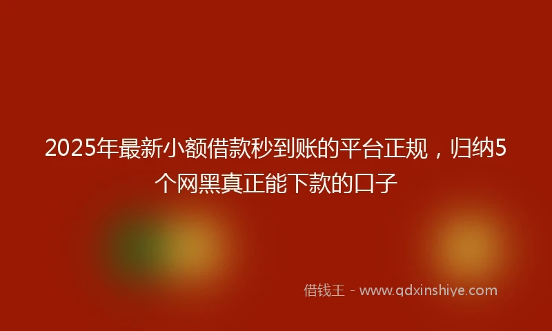 2025年最新小额借款秒到账的平台正规，归纳5个网黑真正能下款的口子