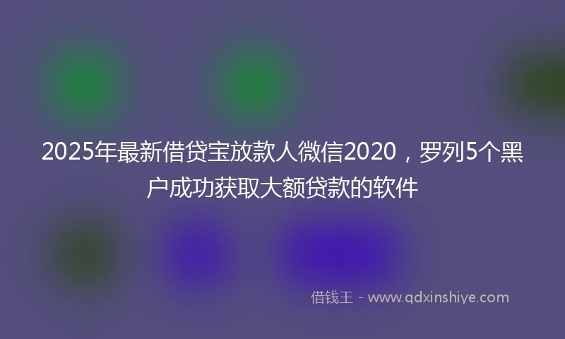 2025年最新借贷宝放款人微信2020，罗列5个黑户成功获取大额贷款的软件