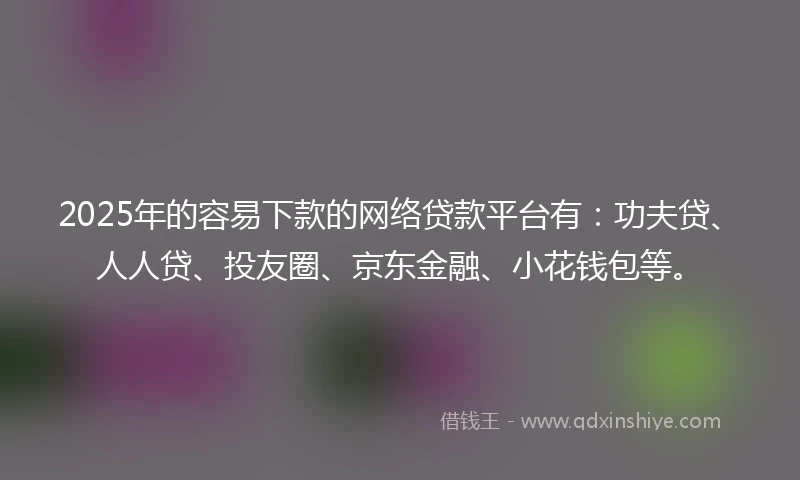 2025年的容易下款的网络贷款平台有：功夫贷、人人贷、投友圈、京东金融、小花钱包等。