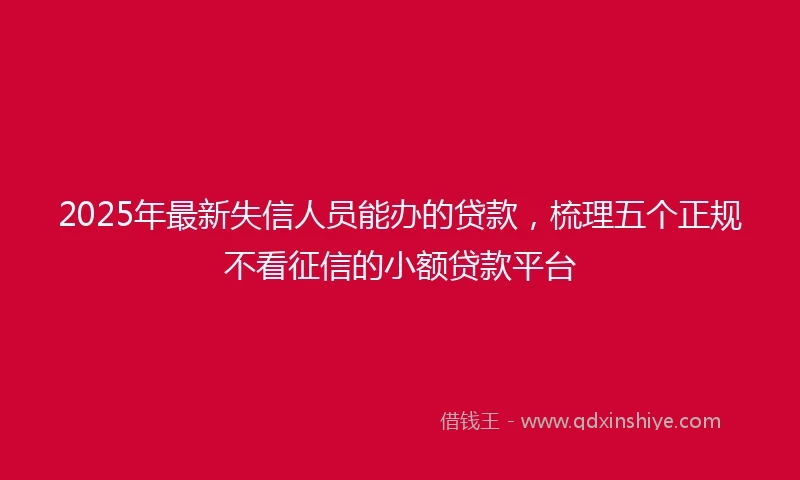 2025年最新失信人员能办的贷款，梳理五个正规不看征信的小额贷款平台