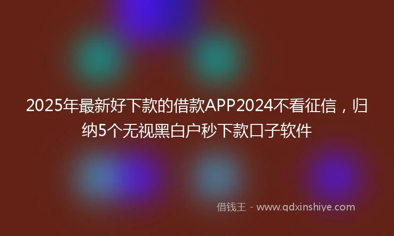 2025年最新好下款的借款APP2024不看征信，归纳5个无视黑白户秒下款口子软件