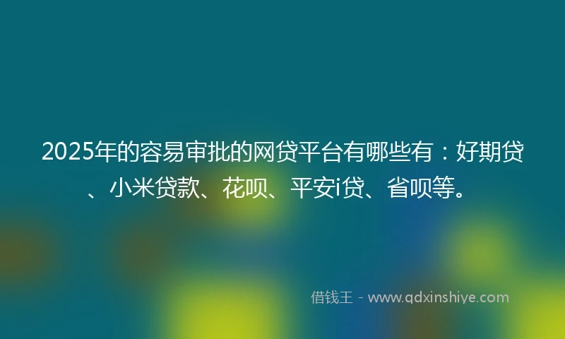 2025年的容易审批的网贷平台有哪些有：好期贷、小米贷款、花呗、平安i贷、省呗等。