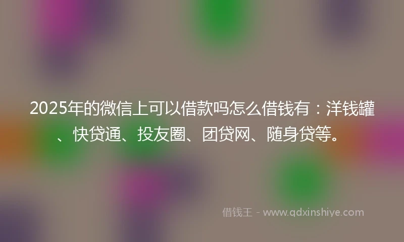 2025年的微信上可以借款吗怎么借钱有：洋钱罐、快贷通、投友圈、团贷网、随身贷等。