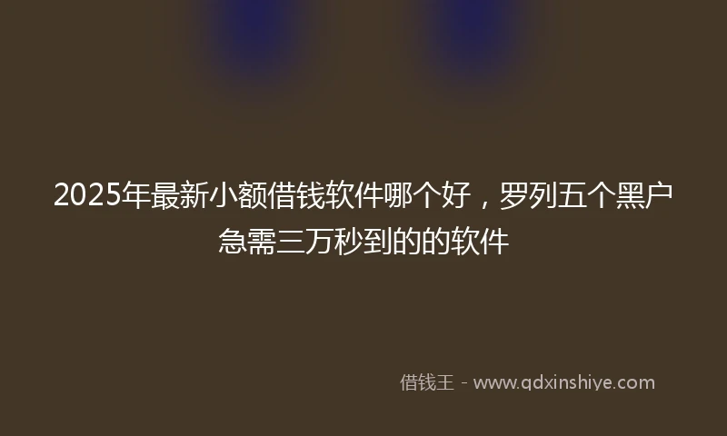 2025年最新小额借钱软件哪个好，罗列五个黑户急需三万秒到的的软件
