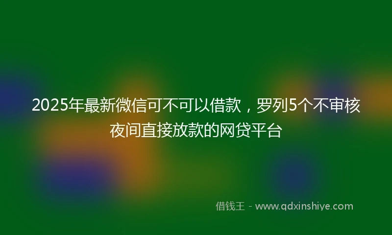 2025年最新微信可不可以借款，罗列5个不审核夜间直接放款的网贷平台