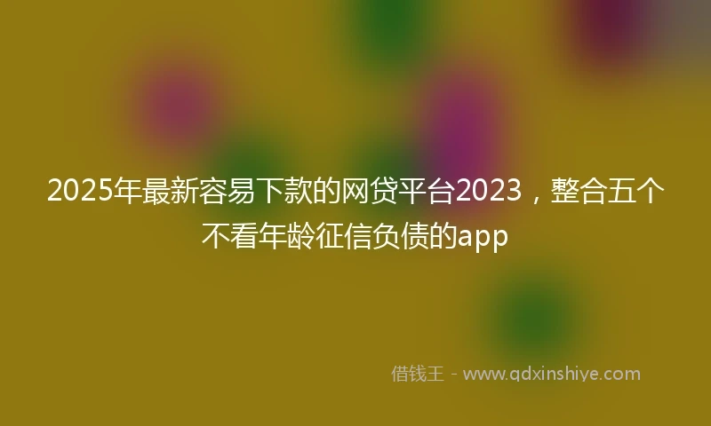 2025年最新容易下款的网贷平台2023，整合五个不看年龄征信负债的app