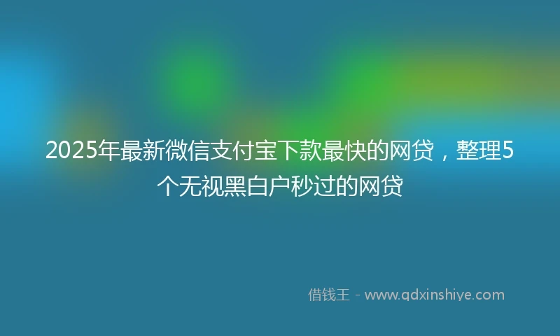 2025年最新微信支付宝下款最快的网贷，整理5个无视黑白户秒过的网贷