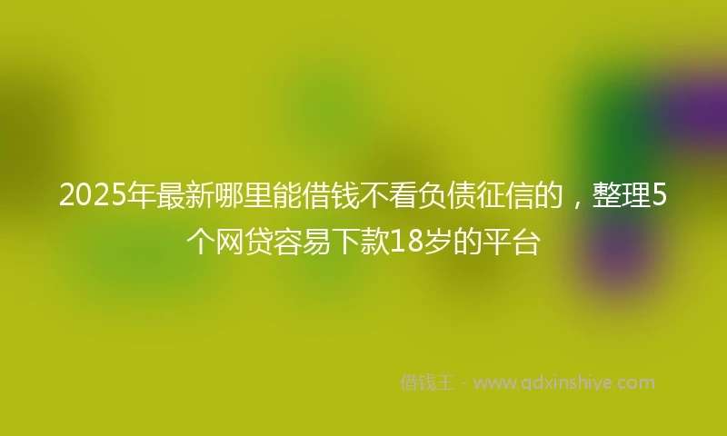 2025年最新哪里能借钱不看负债征信的，整理5个网贷容易下款18岁的平台