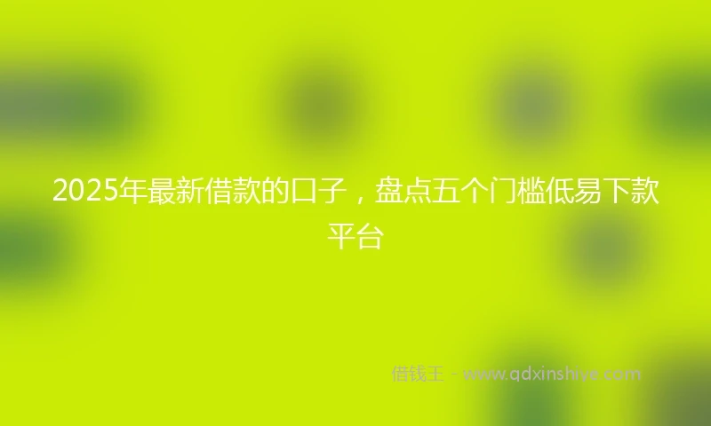 2025年最新借款的口子，盘点五个门槛低易下款平台