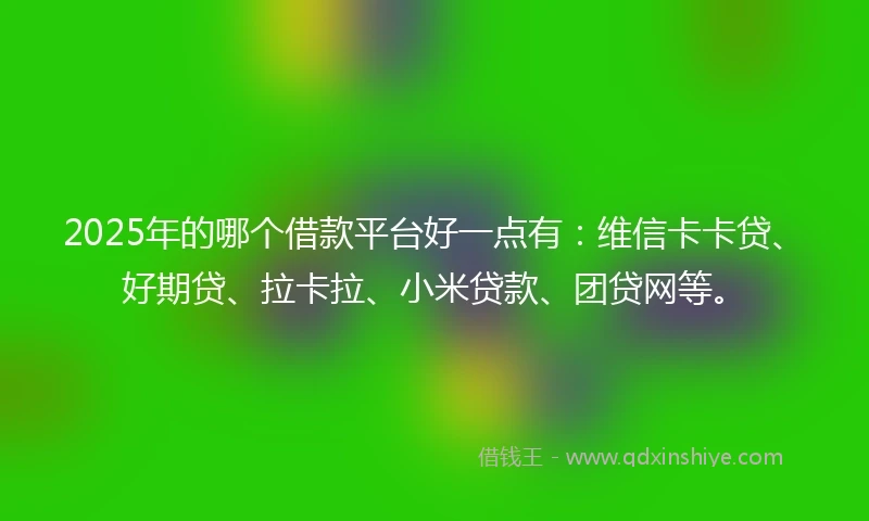 2025年的哪个借款平台好一点有：维信卡卡贷、好期贷、拉卡拉、小米贷款、团贷网等。