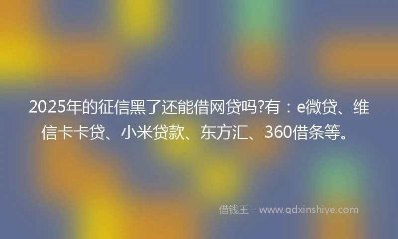 2025年的征信黑了还能借网贷吗?有：e微贷、维信卡卡贷、小米贷款、东方汇、360借条等。