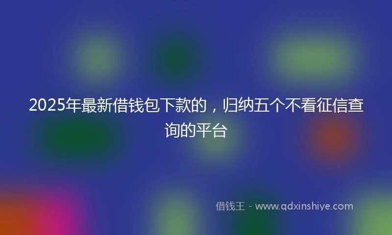 2025年最新借钱包下款的，归纳五个不看征信查询的平台