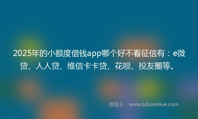 2025年的小额度借钱app哪个好不看征信有：e微贷、人人贷、维信卡卡贷、花呗、投友圈等。
