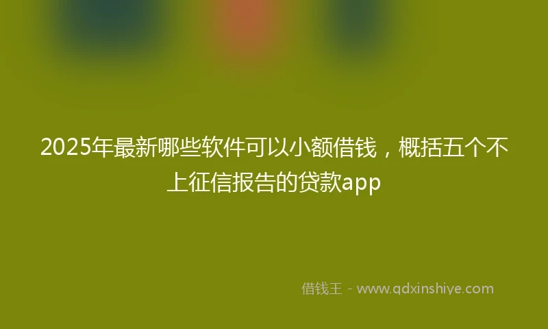 2025年最新哪些软件可以小额借钱，概括五个不上征信报告的贷款app