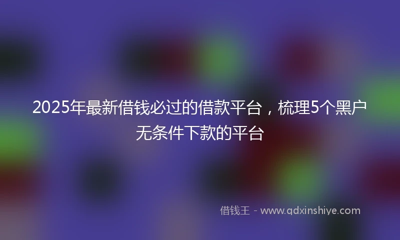 2025年最新借钱必过的借款平台，梳理5个黑户无条件下款的平台