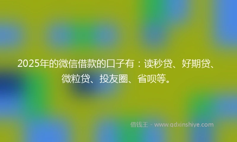 2025年的微信借款的口子有：读秒贷、好期贷、微粒贷、投友圈、省呗等。