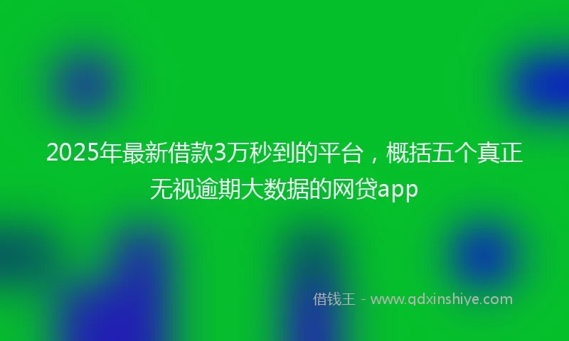 2025年最新借款3万秒到的平台，概括五个真正无视逾期大数据的网贷app