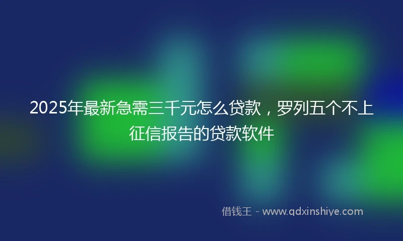 2025年最新急需三千元怎么贷款，罗列五个不上征信报告的贷款软件