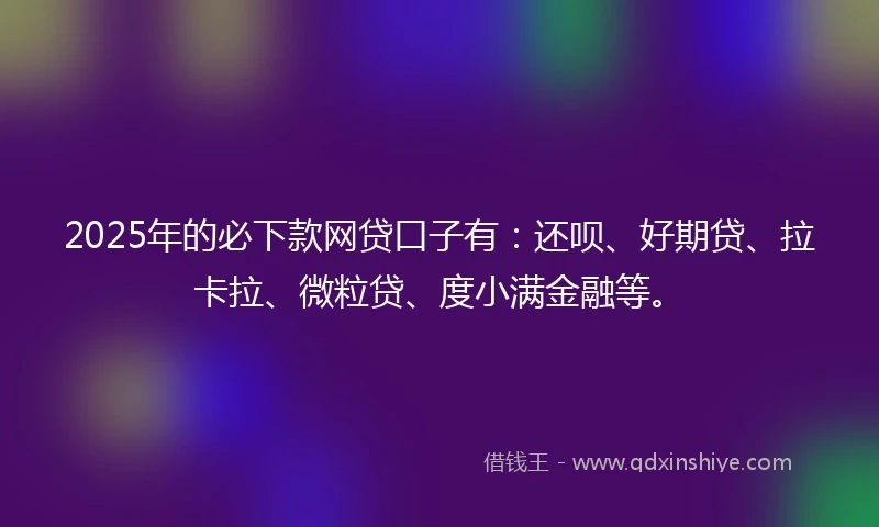 2025年的必下款网贷口子有：还呗、好期贷、拉卡拉、微粒贷、度小满金融等。