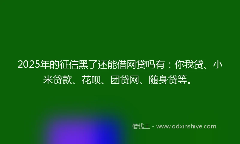 2025年的征信黑了还能借网贷吗有：你我贷、小米贷款、花呗、团贷网、随身贷等。