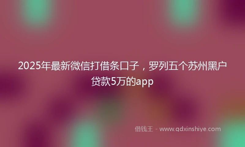 2025年最新微信打借条口子，罗列五个苏州黑户贷款5万的app