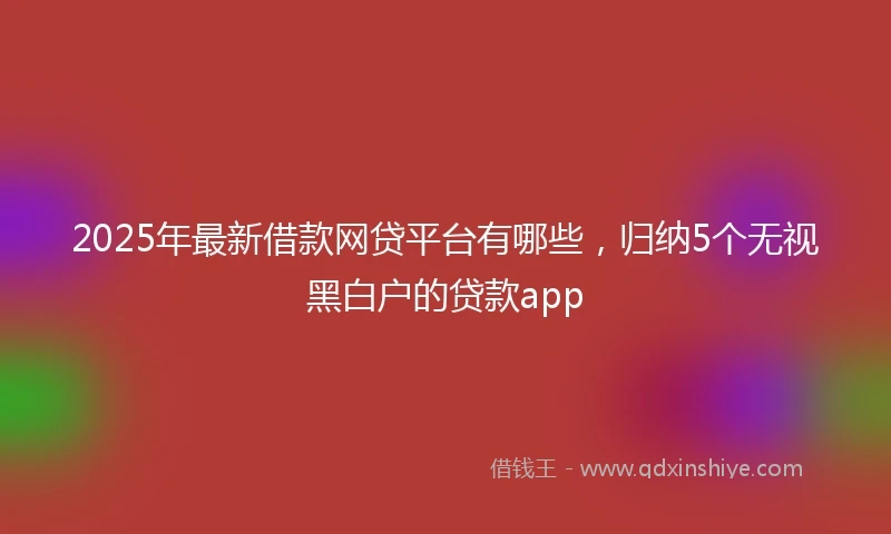 2025年最新借款网贷平台有哪些，归纳5个无视黑白户的贷款app
