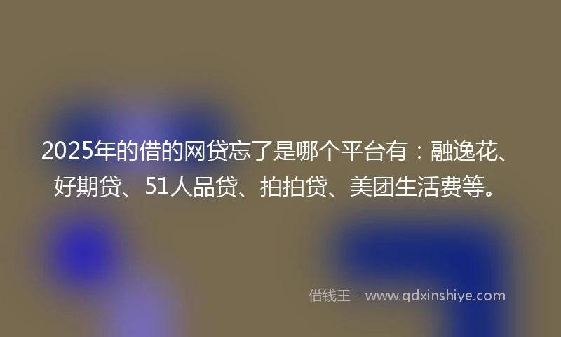 2025年的借的网贷忘了是哪个平台有：融逸花、好期贷、51人品贷、拍拍贷、美团生活费等。