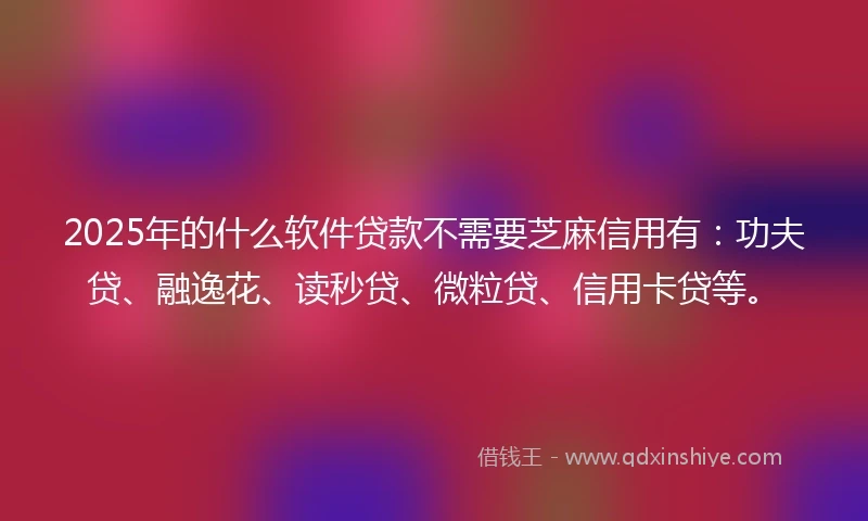 2025年的什么软件贷款不需要芝麻信用有：功夫贷、融逸花、读秒贷、微粒贷、信用卡贷等。