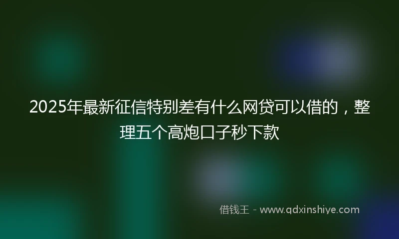 2025年最新征信特别差有什么网贷可以借的，整理五个高炮口子秒下款