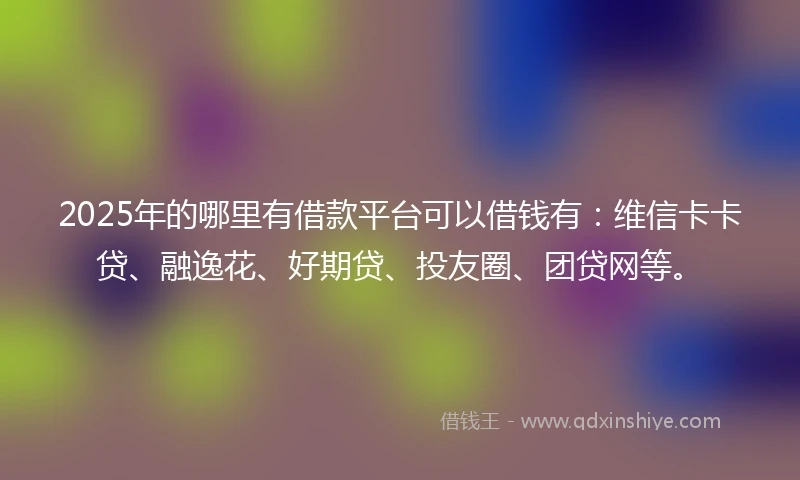 2025年的哪里有借款平台可以借钱有：维信卡卡贷、融逸花、好期贷、投友圈、团贷网等。