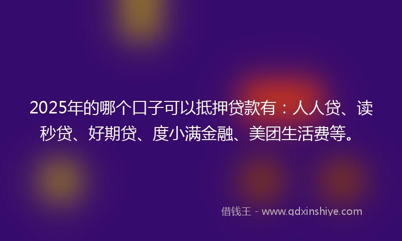 2025年的哪个口子可以抵押贷款有：人人贷、读秒贷、好期贷、度小满金融、美团生活费等。