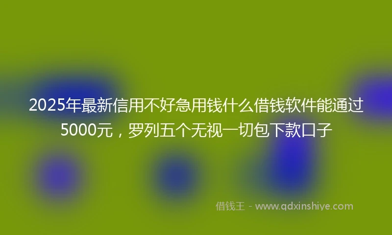 2025年最新信用不好急用钱什么借钱软件能通过5000元，罗列五个无视一切包下款口子