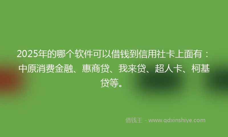 2025年的哪个软件可以借钱到信用社卡上面有：中原消费金融、惠商贷、我来贷、超人卡、柯基贷等。