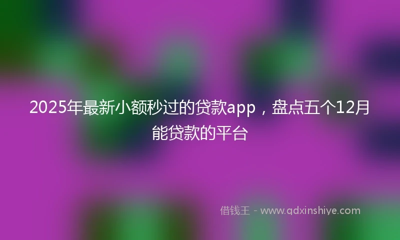 2025年最新小额秒过的贷款app，盘点五个12月能贷款的平台