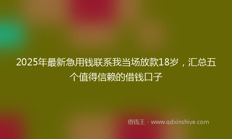 2025年最新急用钱联系我当场放款18岁，汇总五个值得信赖的借钱口子