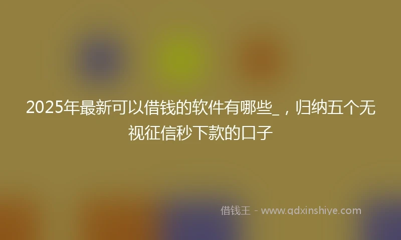 2025年最新可以借钱的软件有哪些_，归纳五个无视征信秒下款的口子