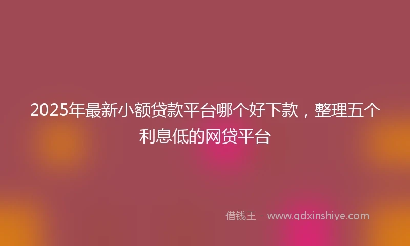 2025年最新小额贷款平台哪个好下款，整理五个利息低的网贷平台