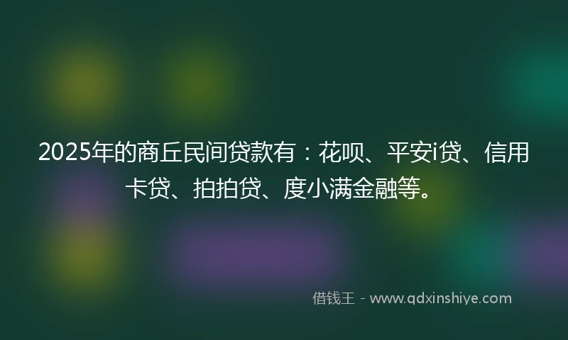2025年的商丘民间贷款有：花呗、平安i贷、信用卡贷、拍拍贷、度小满金融等。