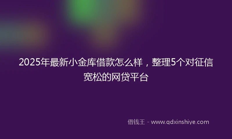 2025年最新小金库借款怎么样，整理5个对征信宽松的网贷平台