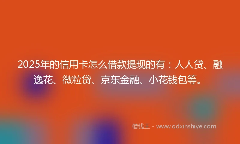 2025年的信用卡怎么借款提现的有：人人贷、融逸花、微粒贷、京东金融、小花钱包等。