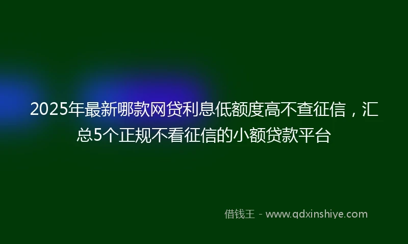 2025年最新哪款网贷利息低额度高不查征信，汇总5个正规不看征信的小额贷款平台