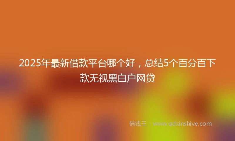 2025年最新借款平台哪个好，总结5个百分百下款无视黑白户网贷