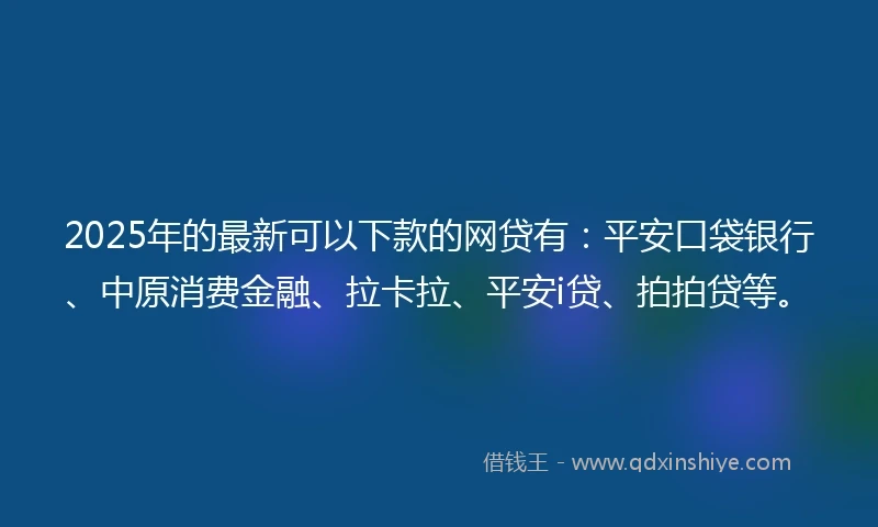 2025年的最新可以下款的网贷有：平安口袋银行、中原消费金融、拉卡拉、平安i贷、拍拍贷等。