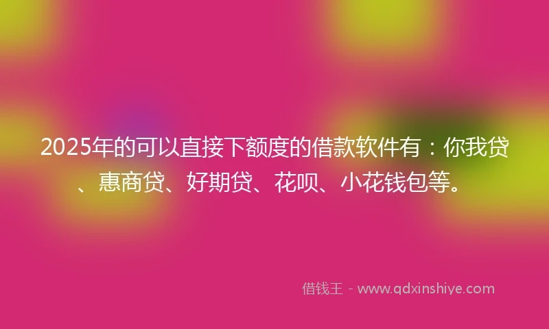 2025年的可以直接下额度的借款软件有：你我贷、惠商贷、好期贷、花呗、小花钱包等。