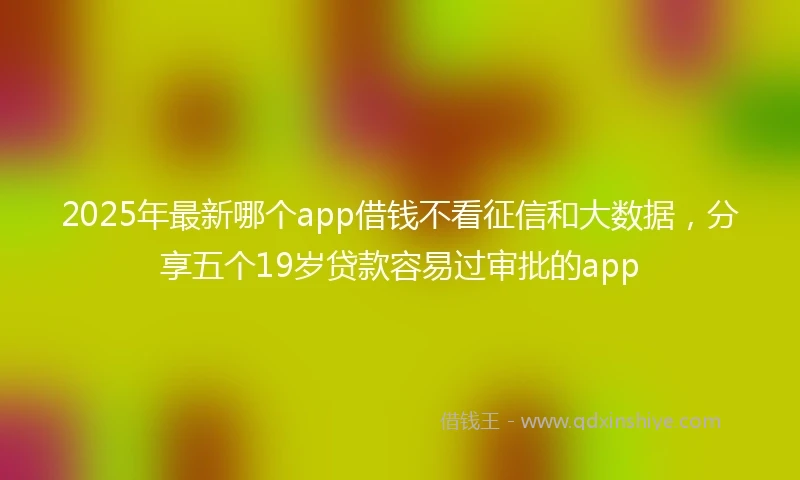 2025年最新哪个app借钱不看征信和大数据，分享五个19岁贷款容易过审批的app