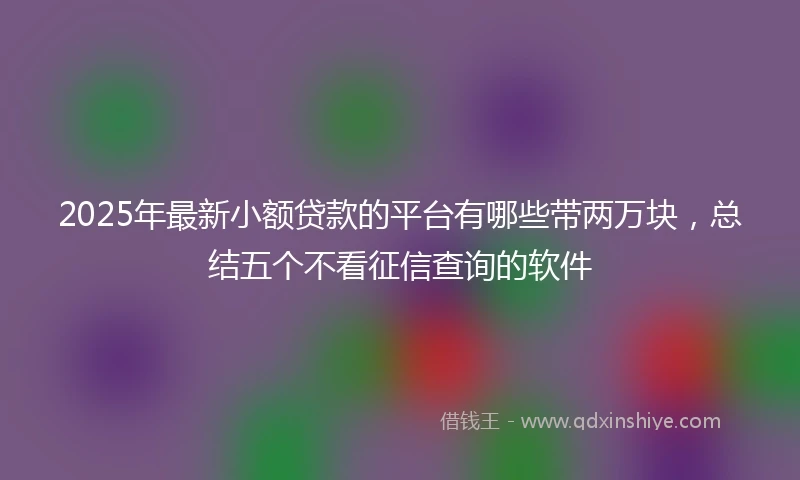 2025年最新小额贷款的平台有哪些带两万块，总结五个不看征信查询的软件