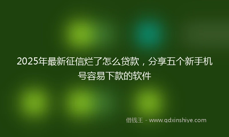 2025年最新征信烂了怎么贷款，分享五个新手机号容易下款的软件